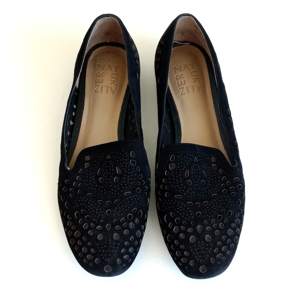 Naturalizer Women’s Black Leather Cutout Women's Loafers 7.5